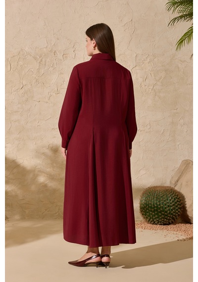Aker Bordo Godeli Modal Elbise Bordo Bordo