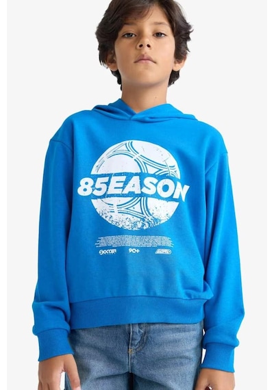 Defacto Kapüşonlu Baskılı Sweatshirt Erkek Çocuk F2845A825AU Mavi