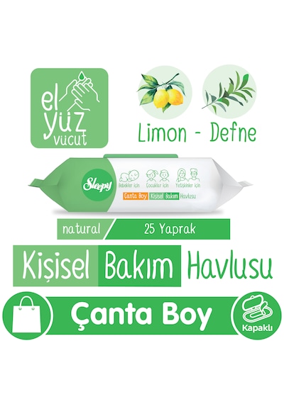 Sleepy Natural Kişisel Bakım Havlusu Çanta Boy 25 Yaprak Tekli
