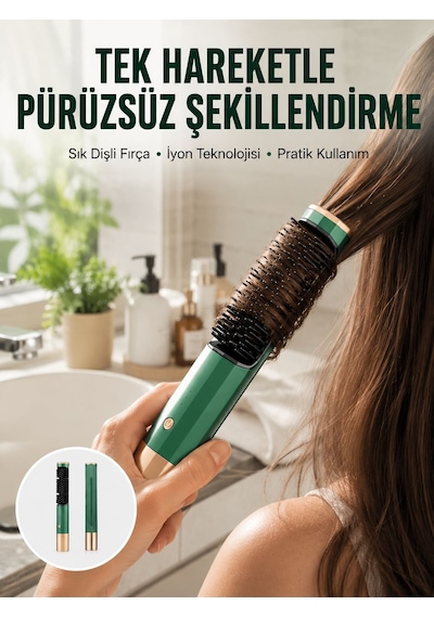 Düzleştirici Fırça Saç Düzleştirici Arada Fön Tarak Taşınabilir Yeni Nesil - Lisinya