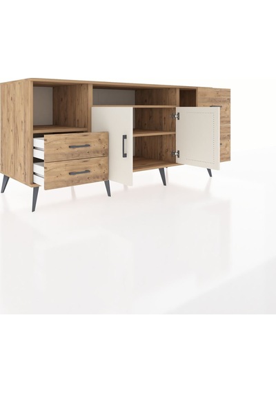 Kronos Konsol 3 Raflı 4 Çekmeceli 2 Kapaklı 176x59x83 Çam-aytaşı/çam Aytaşı/çam