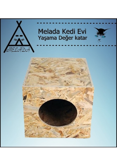 Melada Kedi Evi Dış Ortam Uygun Ahşap Kedi Evi Osb 34x27x24 Cm