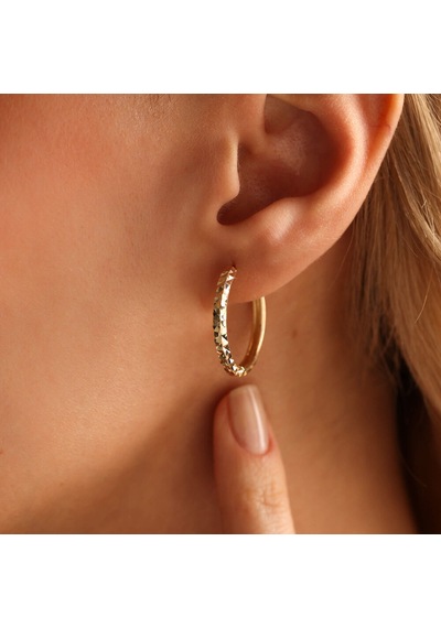 Sembol Gold Parıltılı Altın Halka Küpe 2.0 CM