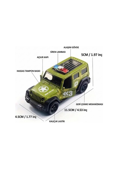 4'lü Die-cast Metal Oyuncak Araba Seti - Sesli Işıklı Çek Bırak İtfaiye Polis Ambulans Askeri Araç Çok Renkli