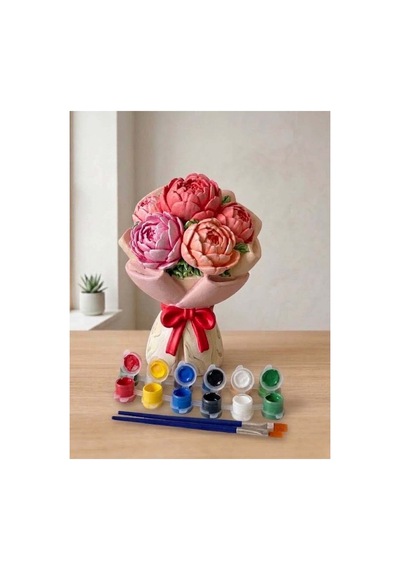 Şakayık Buketi Sevgili Boyama Seti Çiçek Buketi Taş Boyama Obje 21cm - 923574583
