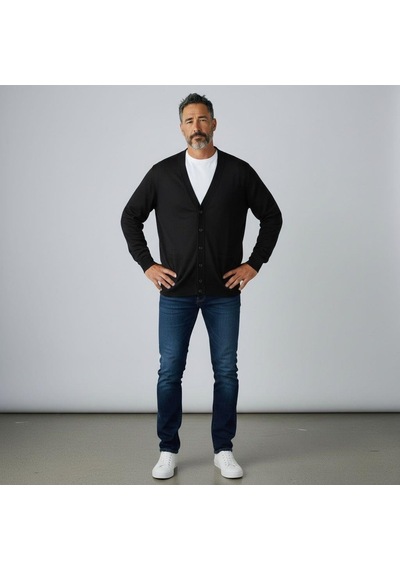 Eren Style V Yaka Cepli Hırka Siyah