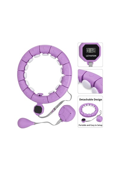 Akıllı Hula Hoop Çemberi 24 Bölüm Parça Mor Renk Fitness Spor Egzersiz Halkası Sayaçlı Mor Tek Ebat Genel