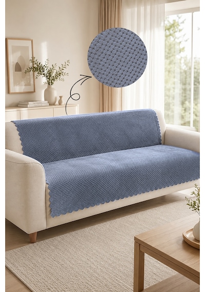 Kaymaz Taban Peluş Koltuk Örtüsü - Wellsoft Koltuk Örtüsü - 170x210 Cm - Gri