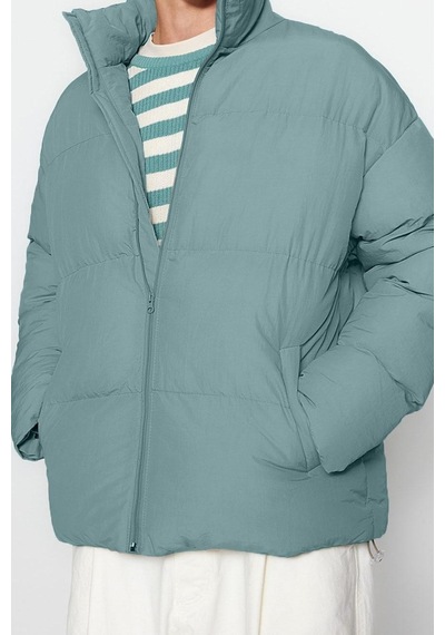 Ersefa Tasarım Düz Astarlı Yaka Standart Bol Dik Unisex Oversize Fit Dik Mint
