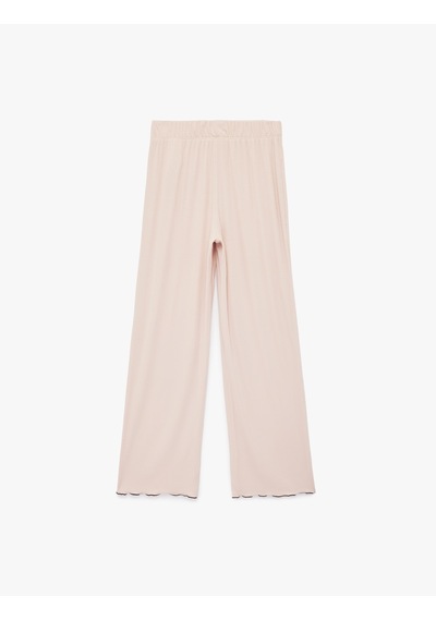 Koton Rahat Kesim Ribanalı Yüksek Bel Pamuklu Pijama Altı Pembe 6slk40033mk