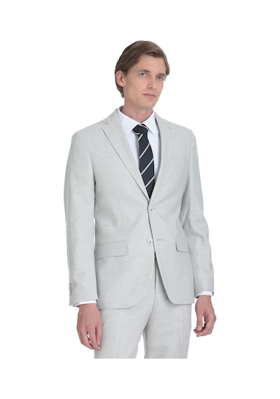 Hatemoğlu Gri Slim Fit Mono Yaka Keten Takım Elbise 36332 Gri