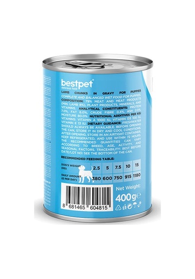 Bestpet Parça Etli Kuzu Etli Yavru Köpek Konservesi 6 Adet 400 Gr 243-20018.02