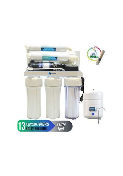 13 Aşamalı Su Arıtma Cihazı Açık Kasa 8 Lt. Çelik Içli Pompalı 478055093