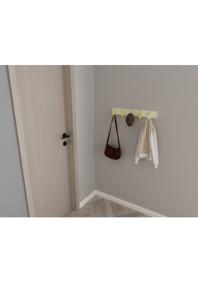 Hepsi3boyutlu Modern Duvar & Kapı Baston Askılık - 5 Adet Sarı J Askılık - Model No : 6 Sarı