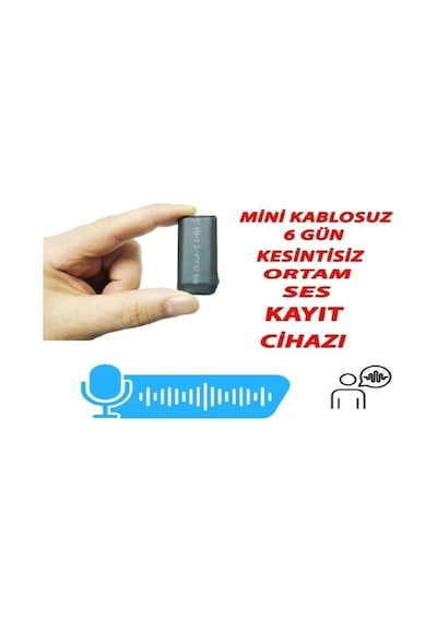 Ses Kayıt Cihazı Mikro Boyut 6 Gün Şarj Süresi 16 Gb Dahili Hafıza