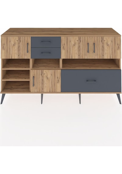 Kronos Konsol 7 Raflı 3 Çekmeceli 4 Kapaklı 176x59x99 Çam-çam/ant Çam-çam/antrasit