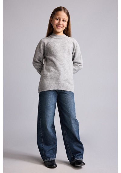 Defacto Reglan Kol Bisiklet Yaka Triko Basic Kazak Kız Çocuk H8406a826augr91 Gri-gr91
