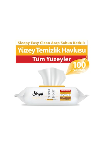 Sleepy 1 Adet Easy Clean Arap Sabunu Katkılı Yüzey Temizlik Havlusu 100'lü Diğer
