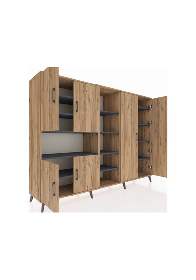 Hyperion Dolap 13 Raflı 6 Kapaklı 220x44x163 Çam-çam/antrasit Çam-çam/antrasit Hyperion Dolap 13 Raflı 6 Kapaklı 220x44x163 Çam-çam/antrasit Çam-çam/antrasit