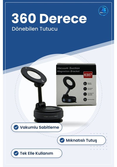 Araç İçi Telefon Tutucu Vakumlu Mıknatıslı Ön Cam Gösterge Paneli