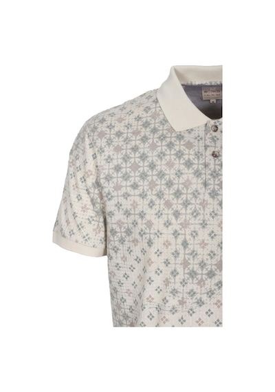 Erkek Polo Yaka Tişört Bej Slim Fit Ribanalı Kol Pamuklu Baskılı T-shirt Ncs Jeans 1252-bej Bej