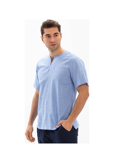 Kısa Kol Şile Bezi Bisiklet Yaka Erkek Yazlık Tshirt Mavi 3032-mavi Mavi