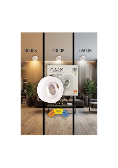 Sıva Üstü Cct Led Spot Armatür 6w 3000k-4000k-6500k Ayarlanabilir Renk Seçeneği - 940250949 Diğer