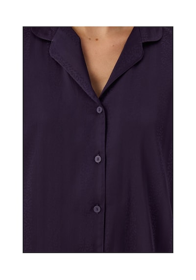 Penti Mor Midnight Saten Çizgili Uzun Kollu Gömlek Pantolon Pijama Takımı Pr81