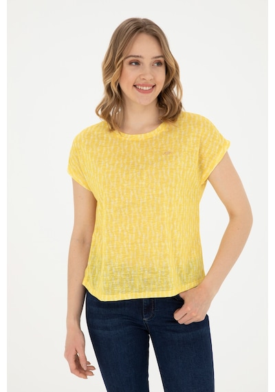 U.S. Polo Assn. Kadın Sarı Bisiklet Yaka Tişört 50281790-VR044