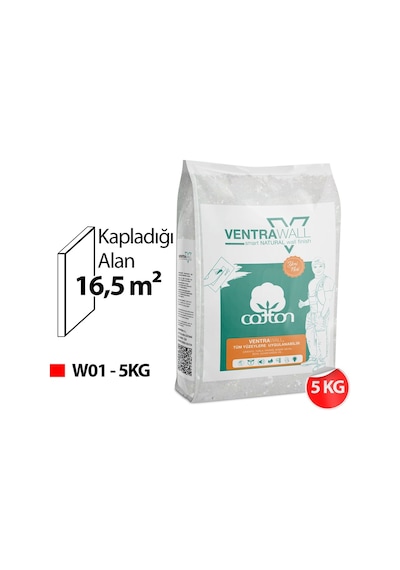 Ventrawall - Beyaz Duvar Kağıdı Ve Pamuk Sıva - W01 - 5 Kg