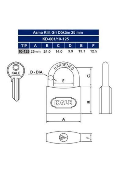 Kale Asma Kilit 25mm 6 Lı Paket