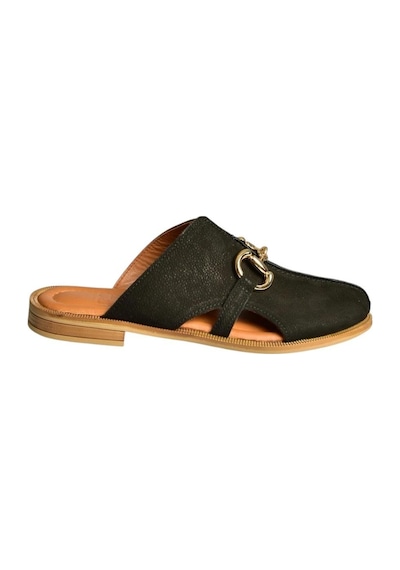 Fox Shoes U944150403 Siyah Hakiki Deri Önü Kapalı Kadın Terlik Siyah-hakiki Deri