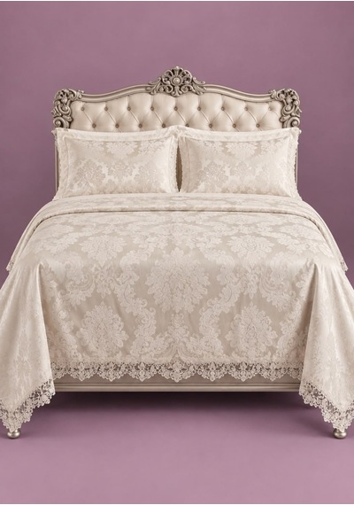 Goldroom Home Dantelli Pike Takımı Çift Kişilik Krem