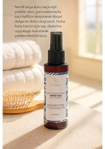 K K-care Cosmetics Doğal Dalga Sağlayan ve Hacim Veren Deniz Tuzu Saç Spreyi 100 ML﻿﻿