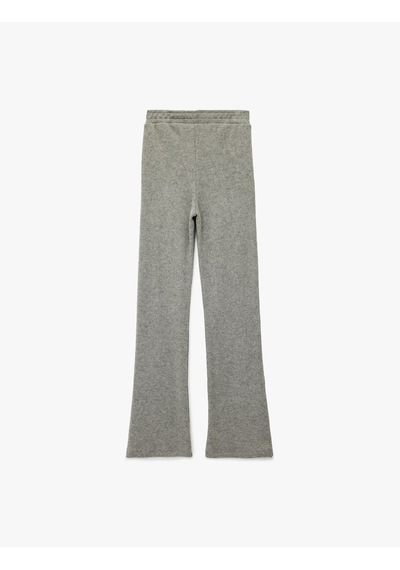 Koton Beli Lastikli Düz Bol Paça Dokulu Pantolon Gri Melanj 6wak40006ek Gri Melanj