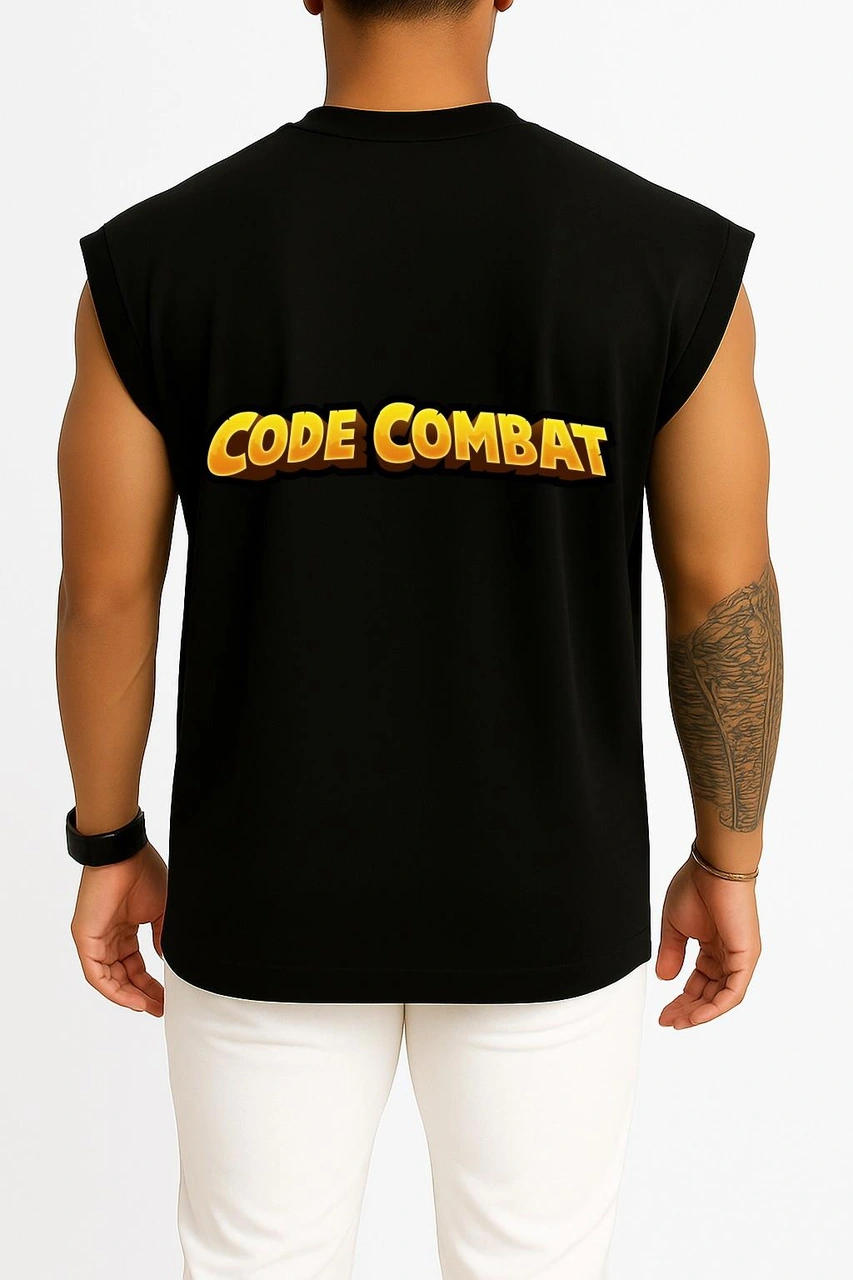 Bahriyeli Collection Oversize Codecombat Computer Science Göğüs Ve Sırt Tasarımlı Atlet Siyah