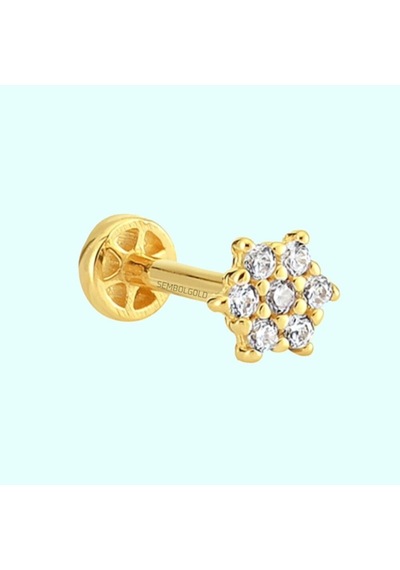 Altın Taşlı Tragus Piercing 14 Ayar (539300384) Altın