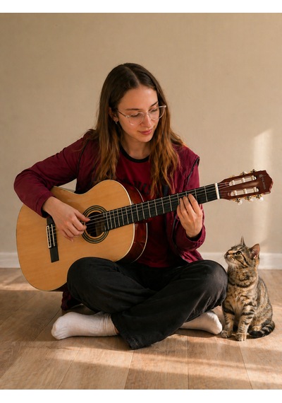 Valares Qcg3024 34 1/2 Yarım Boy Klasik Gitar Naturel Askı Aparatlı Çocuklar İçin İdeal Kolay Çalım
