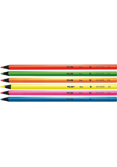 Mılan 752306 Black Wood Fluo Kuru Boya Kalemi 6lı