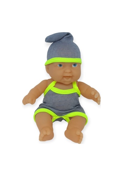 20 Cm Sevimli Et Bebek - Çıkarılabilir Neon Kıyafetli Gerçekçi Oyuncak Bebek - Gri - Sarı 1 Adet