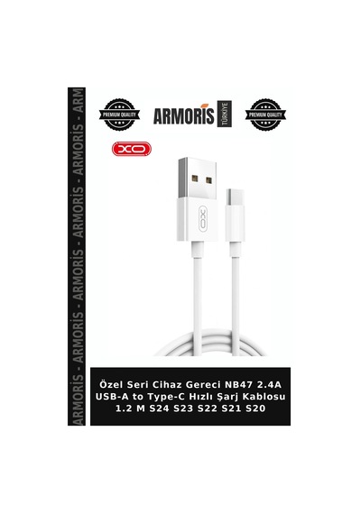 Özel Seri Cihaz Gereci Nb47 2.4a Usb-a To Type-c Hızlı Şarj Kablosu 1.2 M S24 S23 S22 S21 S20