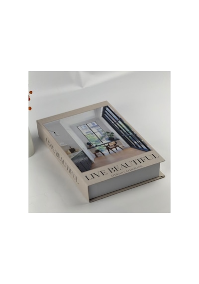 Bak Gel Al Kitap Görünümlü Dekoratif Kutu, Iskandinav Tarzı Kitap Şeklinde Saklama Kutusu, Ev Dekorasyonu, Modern Ev Dekorasyonu- Live Beautiful - Dvdktpkt008