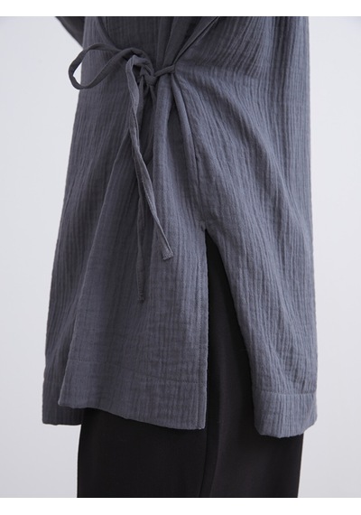 Lcwaıkıkı Classic Gri Kruvaze Yaka Dokulu Kadın Kimono