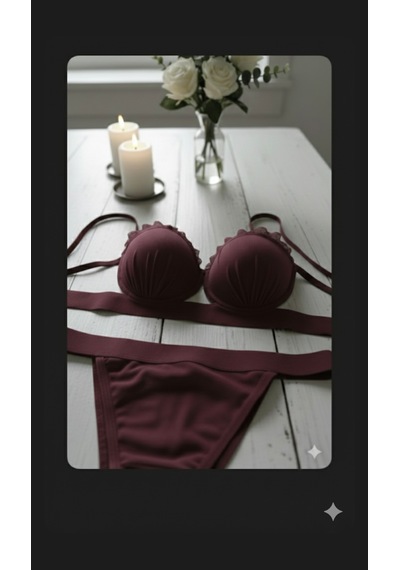Trend Dokunuş Kadın Bordo İstiridyeb Model Saten Şeritli Tül Detaylı Dolgulu Sütyen Külot İç Çamaşırı Takımı Trend Dokunuş Kadın Bordo İstiridyeb Model Saten Şeritli Tül Detaylı Dolgulu Sütyen Külot İç Çamaşırı Takımı