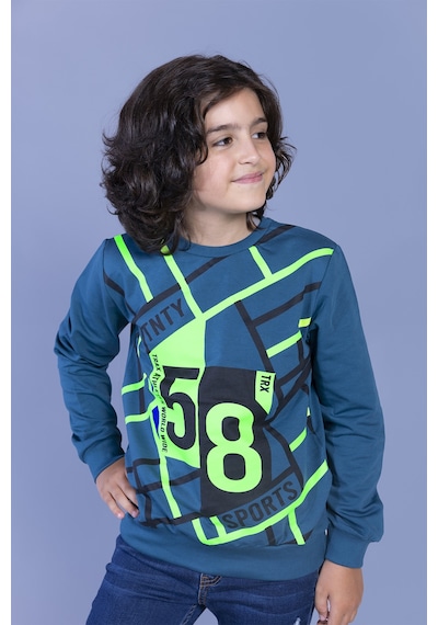 Toontoy Kids Toontoy Erkek Çocuk Baskılı Sweatshirt Gri Melanj