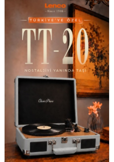 Lenco Classıc Phono Tt-20-gy- Hoparlörlü Bavul Tipi Pikap - Gri