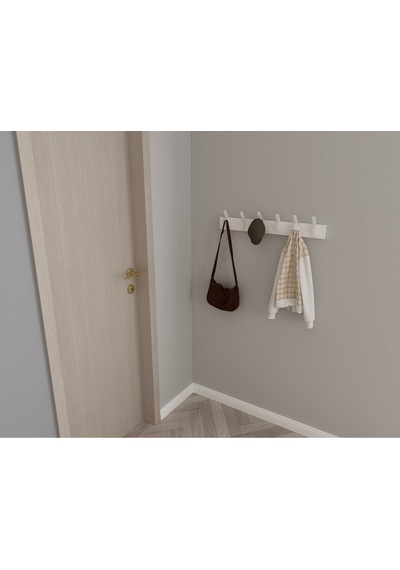 Hepsi3boyutlu Modern Duvar & Kapı Kanca Askılık - 6 Adet Beyaz Kanca Askılık - Model No : 3 Beyaz