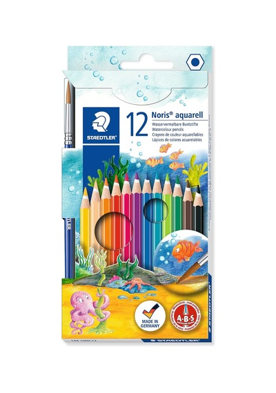144 10nc12 Noris Clup Aquarell 12'li Kuruboya Fırça Hediyeli Çok Renkli