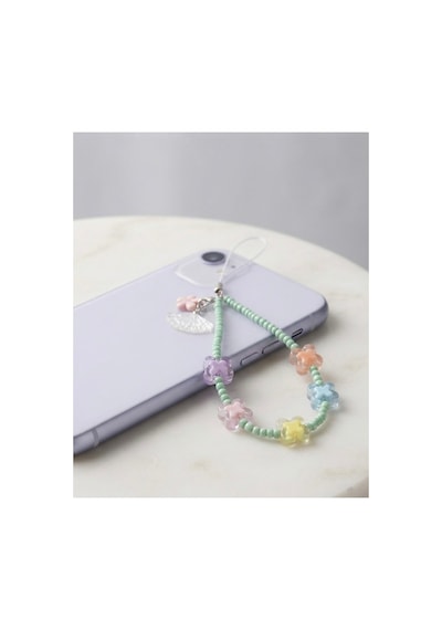 Boncuk Detaylı Pastel Tonlarda Telefon Askı İpi Ve Süsü