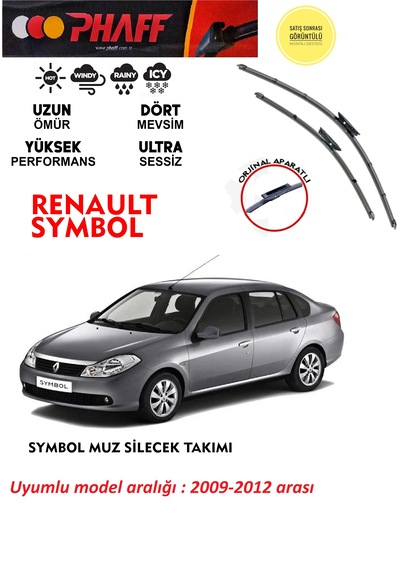 Renault Symbol Ön Muz Silecek Takımı 2009-2012 Arası Araca Özel Aparat